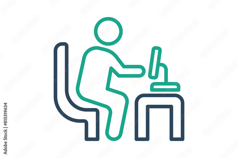 IT manager icon. person in front of a computer. icon related to information technology. line icon style. technology element vector illustration IT manager icon. person in front of a computer. icon related to information technology. line icon style. technology element vector illustration