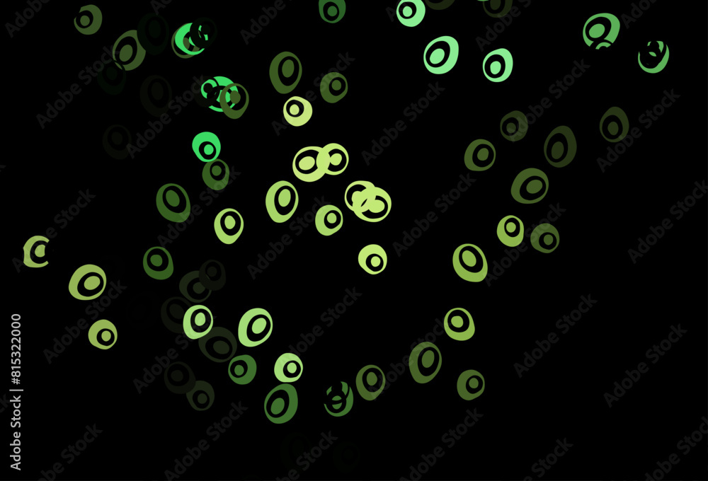 Dark Green, Yellow vector background with bubbles.