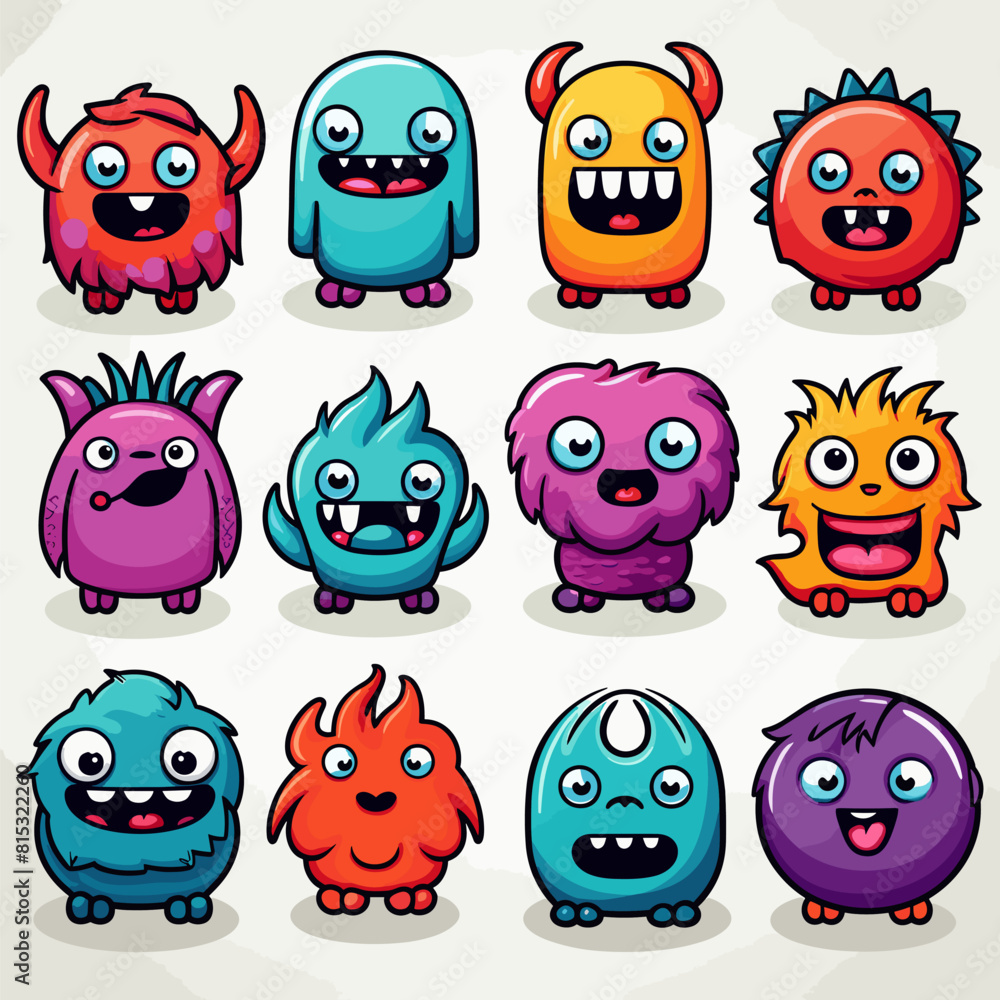 various cute monster icons on a white background various cute monster icons on a white background