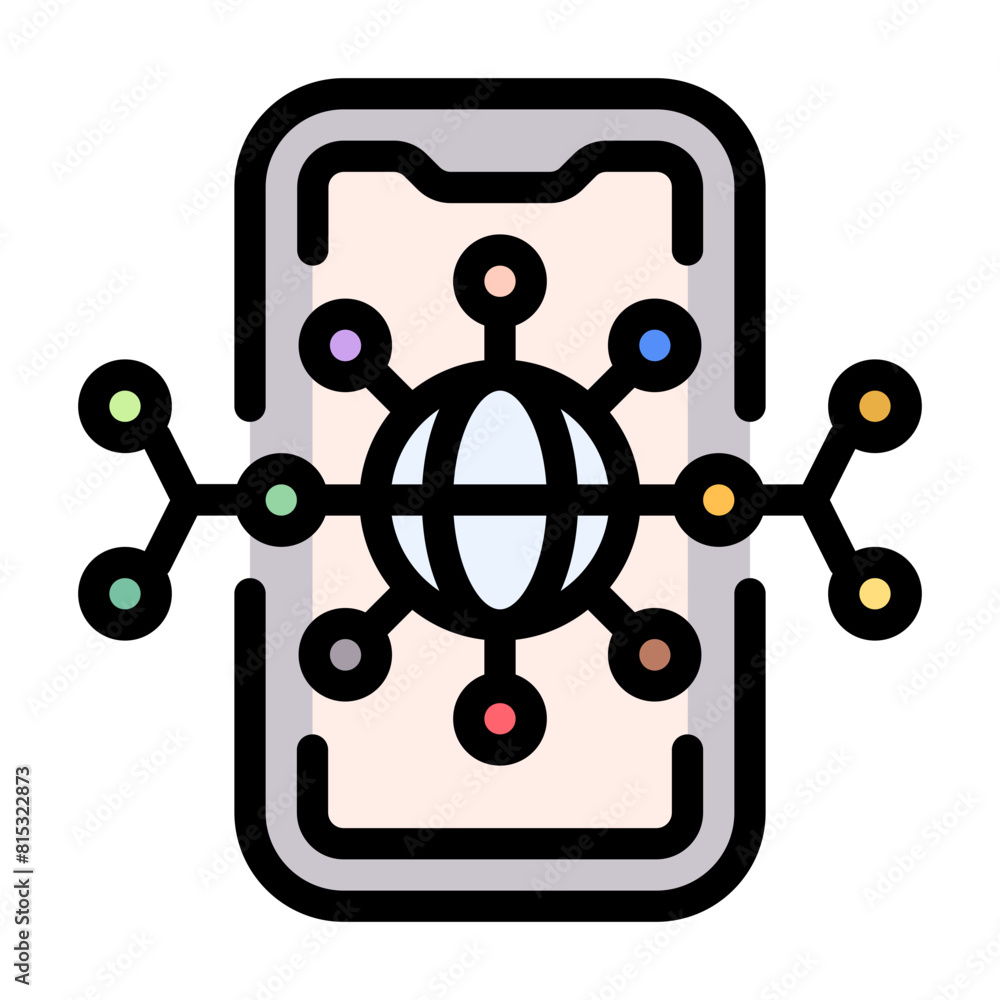 Signal Icon With Line Flat Color Style