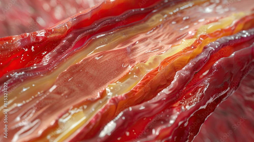 Macro lens image of the actual dissected artery showing fat. Angle from top to bottom Macro lens image of the actual dissected artery showing fat. Angle from top to bottom