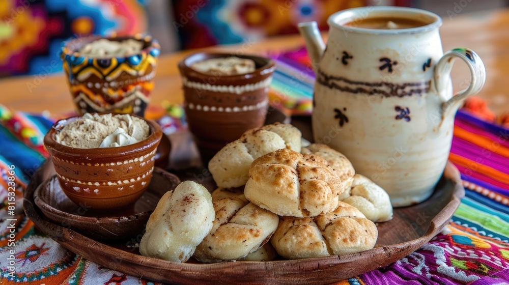 Experience the vibrant Ecuadorian tradition of enjoying white and brown guaguas de pan paired with colada morada on the day of the dead