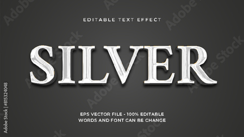 Silver editable text effect premium, 3d style.