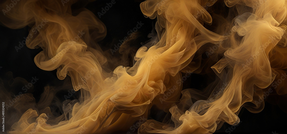 Fototapeta premium Abstract golden smoke on black background