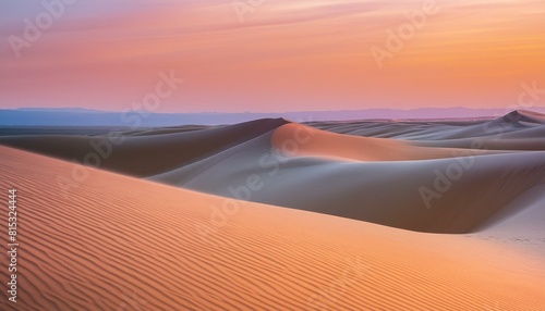 sunrise in the desert. A vast desert landscape under a breathtaking sunrise. The sky is a mix of purple  pink  