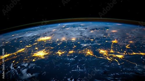 Golden City Lights from Space