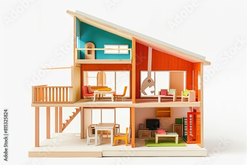 Dollhouse For Kid Room Isolated on white background © Barra Fire