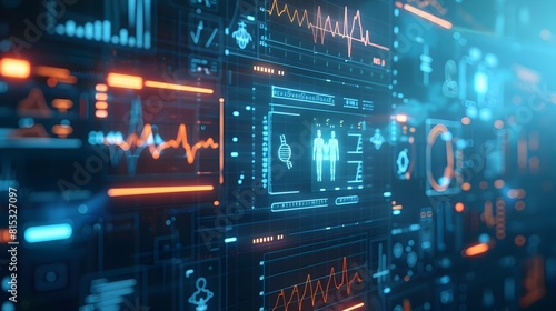 Futuristic Digital Medical Dashboard with Holographic Data Visualization