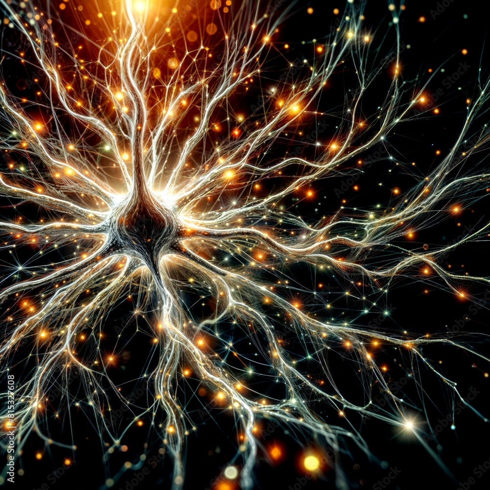 Captivating Neuron Network Illuminated with Glowing Lights Captivating Neuron Network Illuminated with Glowing Lights