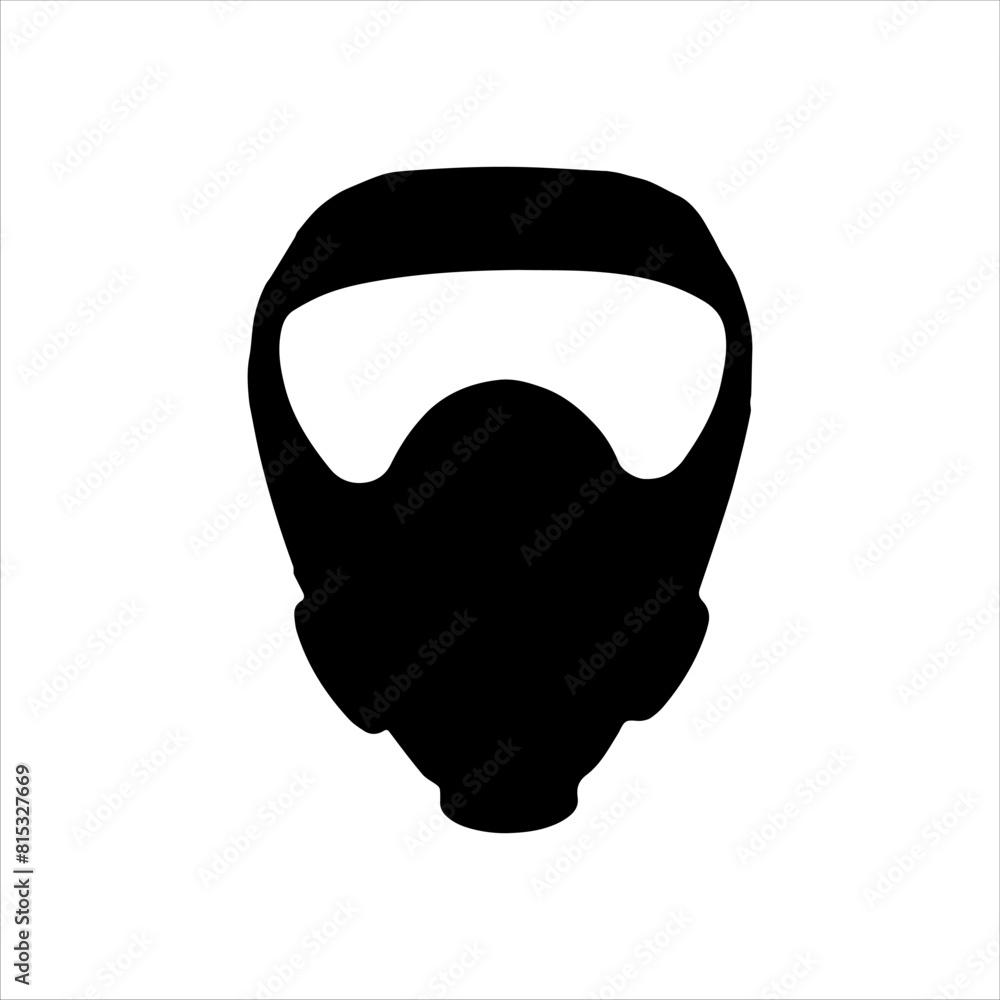 Gas mask silhouette isolated on white background. Gas mask icon vector illustration. Gas mask silhouette isolated on white background. Gas mask icon vector illustration.