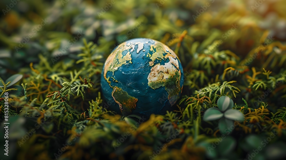 a paper earth globe amidst the greenery a paper earth globe amidst the greenery