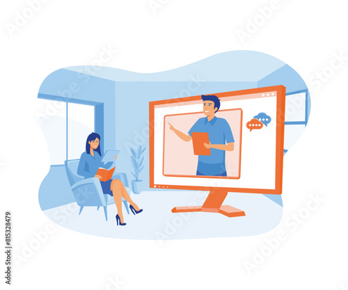 Online education concept. Remote education. Master Class. flat vector modern illustration