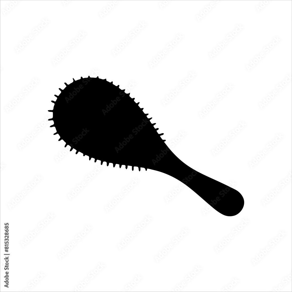 Hairbrush silhouette isolated on white background. Hair brush icon vector illustration. Hairbrush silhouette isolated on white background. Hair brush icon vector illustration.