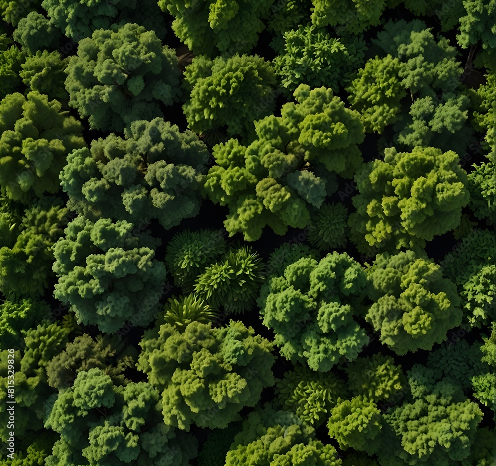 Aerial view green trees under the green grace canopy Aerial view green trees under the green grace canopy