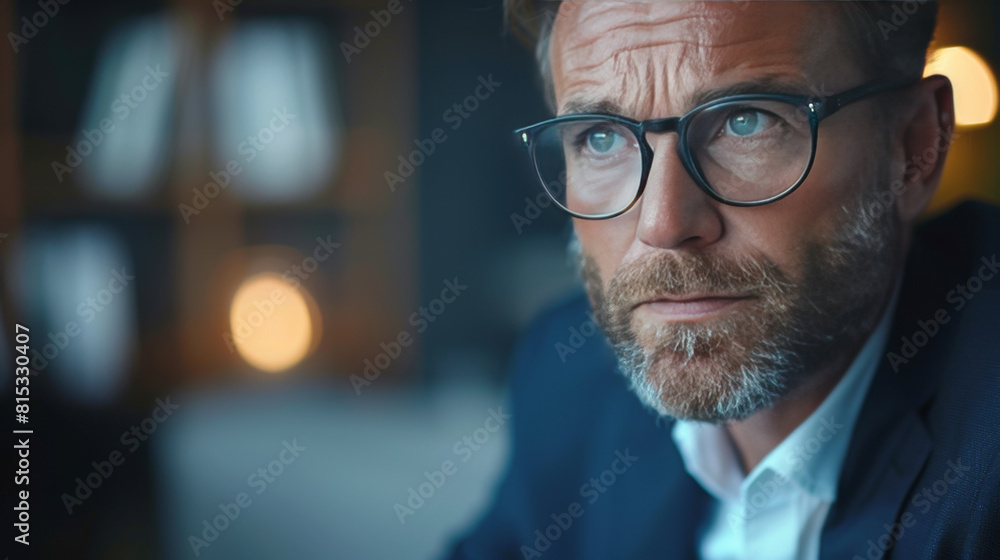 A professional businessman focused and working late in a dimly lit office, reflecting dedication and hard work. A professional businessman focused and working late in a dimly lit office, reflecting dedication and hard work.