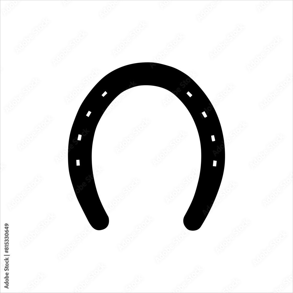 Horse shoe silhouette isolated on white background. Horseshoe icon vector illustration. Horse shoe silhouette isolated on white background. Horseshoe icon vector illustration.