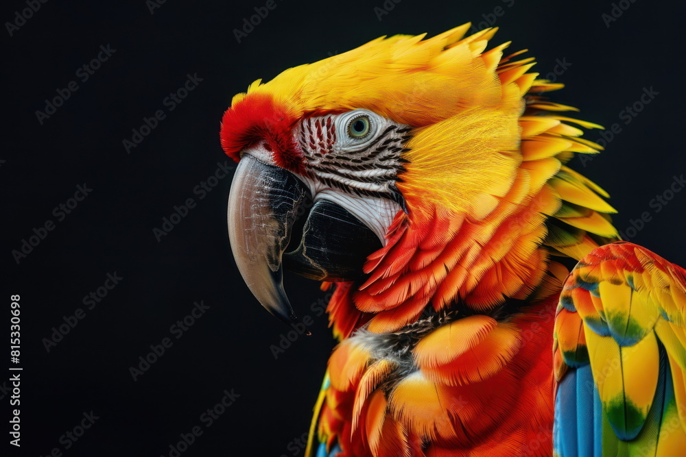 closeup colorful of parrot, bird closeup colorful of parrot, bird
