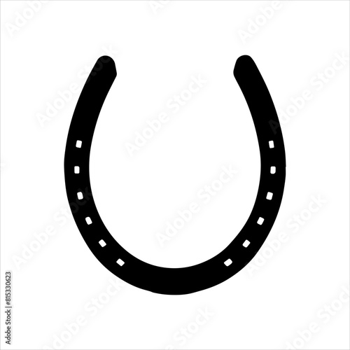Vintage horseshoe silhouette isolated on white background. Horseshoe icon vector illustration.