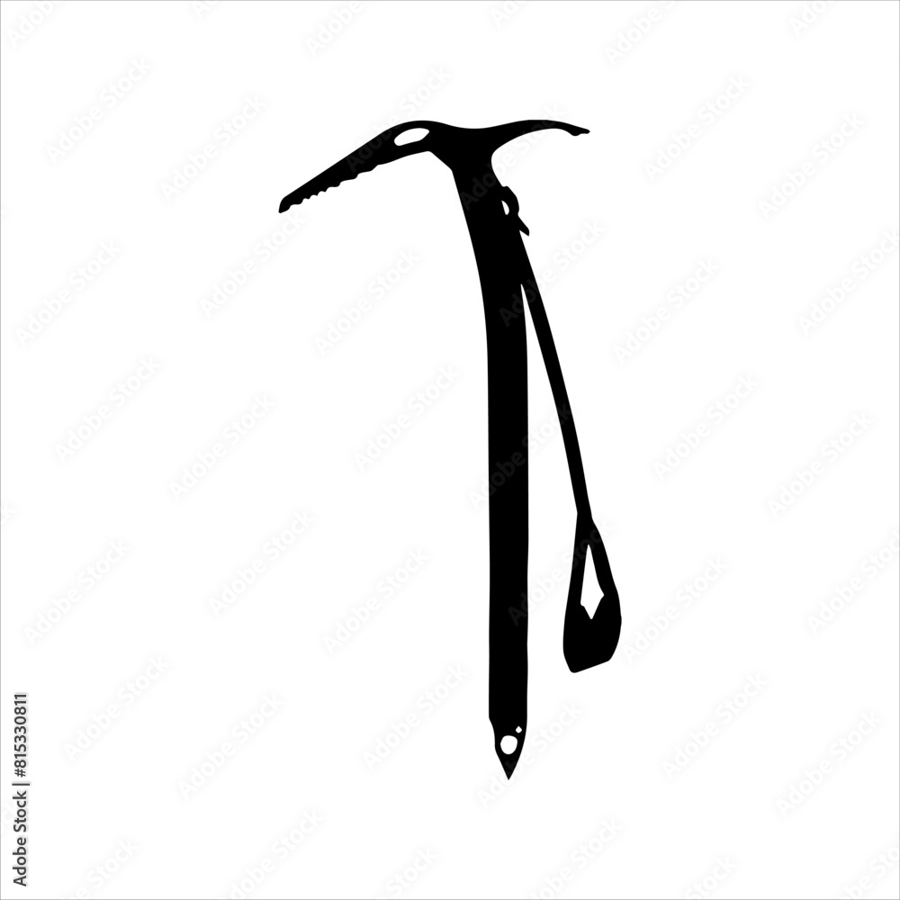 Ice axe silhouette icon vector illustration isolated on white background Ice axe silhouette icon vector illustration isolated on white background