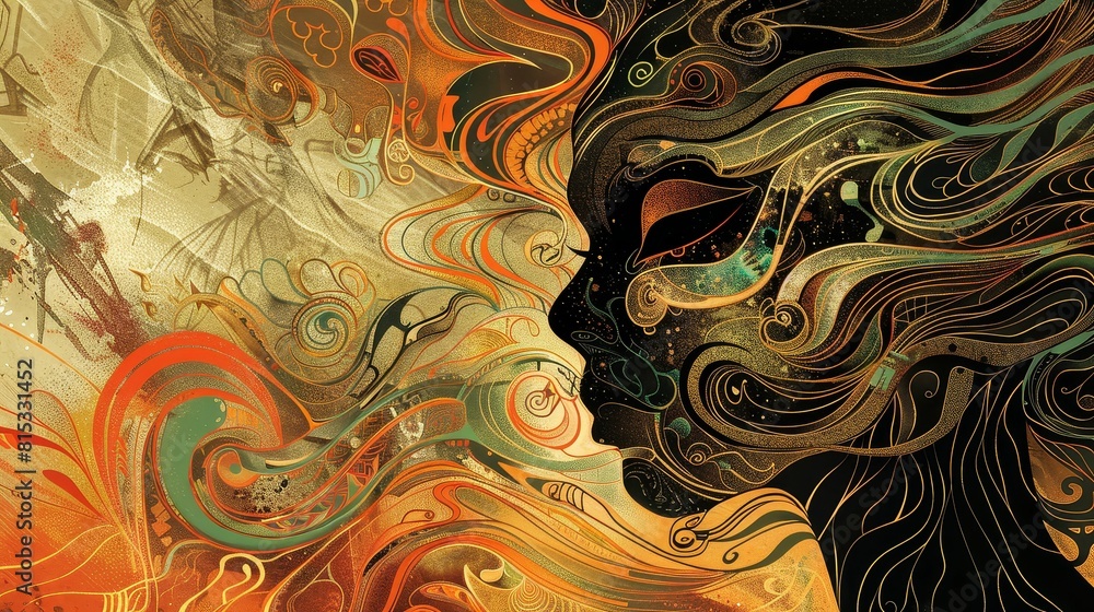 The image is a depiction of a human face in profile The image is a depiction of a human face in profile