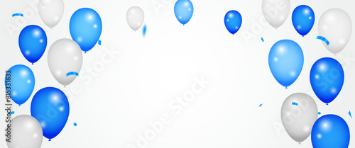 Celebration party banner with Blue color balloons on transparent background. Vector colorful balloons illustrations