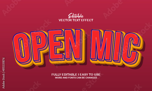 3d editable open mic text style effect