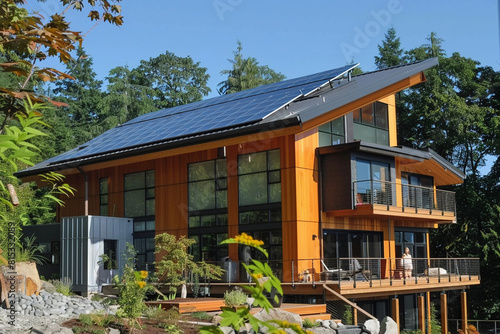 Eco-Chic Solar Home Combine style and sustainability in this contemporary house with solar energy solutions. © Papisut