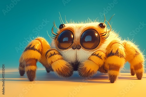 cartoon cute spider lying on the floor