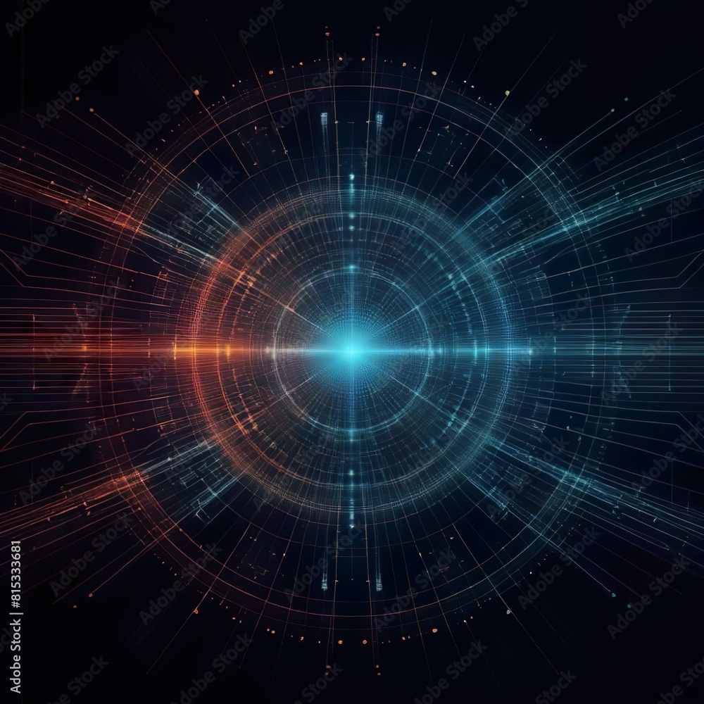 Obraz premium Advancing Technological Frontiers: Digital Abstract Backgrounds for Neural Networks, AI, Data Transmission, Encryption, and Scientific Research