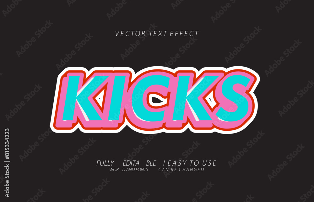 Obraz premium 3d editable kicks text style effect
