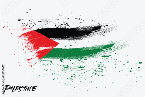 Fotografie Flag of Palestine, Palestinian flag Palestinian Brush strokes, Brush strokes are drawn by hand