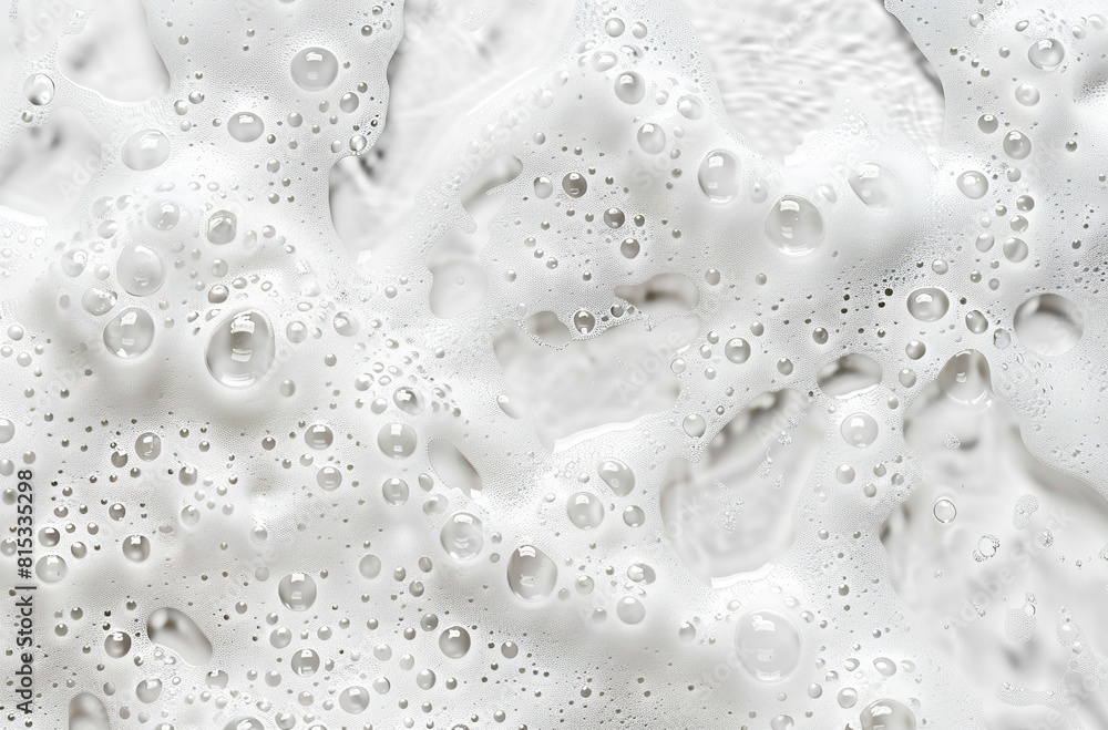 Soap foam with bubbles and water drops on a white surface. Soap foam with bright bubbles and a touch of freshness and dynamism on a white background. Soap foam with bubbles and water drops on a white surface. Soap foam with bright bubbles and a touch of freshness and dynamism on a white background.