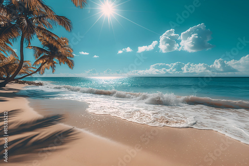 beach with palm tree © Dawood