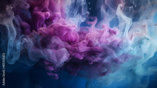 Beautiful motion colorful smoke isolated on black background.	