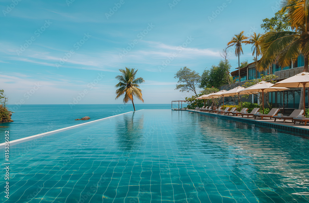 tropical resort pool with trees tropical resort pool with trees