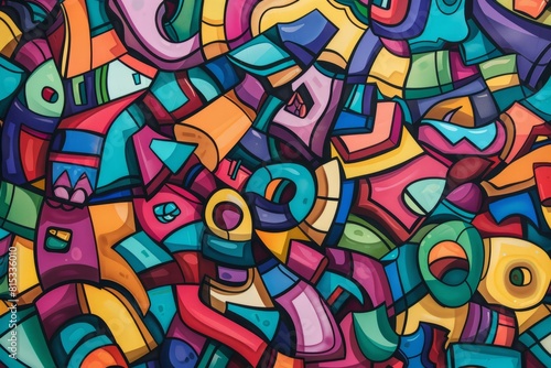 Wallpaper Mural Cartoon cute doodles of a fragmented mosaic of shapes and colors forming an abstract mosaic artwork, Generative AI Torontodigital.ca