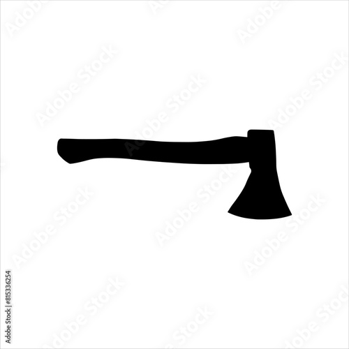 Black axe silhouette isolated on white background. Axe icon vector illustration.