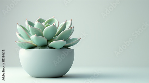 succulent in a white pot on a white background isolated. minimalist modern banner or header with succulent plants on a white surface with lots of copyspace for your text - top view / flat lay.  © Sweetrose official 