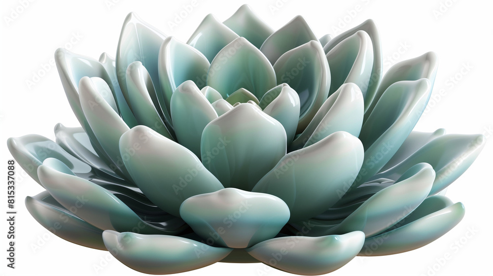 Fototapeta premium succulent in a white pot on a white background isolated. minimalist modern banner or header with succulent plants on a white surface with lots of copyspace for your text - top view / flat lay. 
