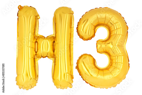 Golden word & number H3 isolate no white background.png photo