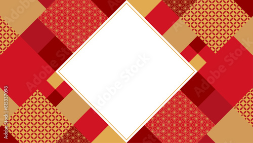 幾何学的な和文様のフレーム素材（横向き16:9）