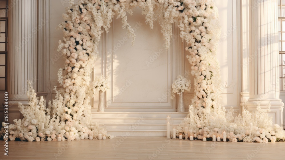 Lovely white wedding setup with elegant typography and refined details