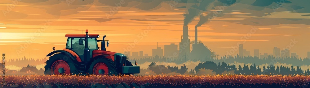 Fototapeta premium Pollution from agricultural activities flat design front view pesticide runoff theme water color Analogous Color Scheme