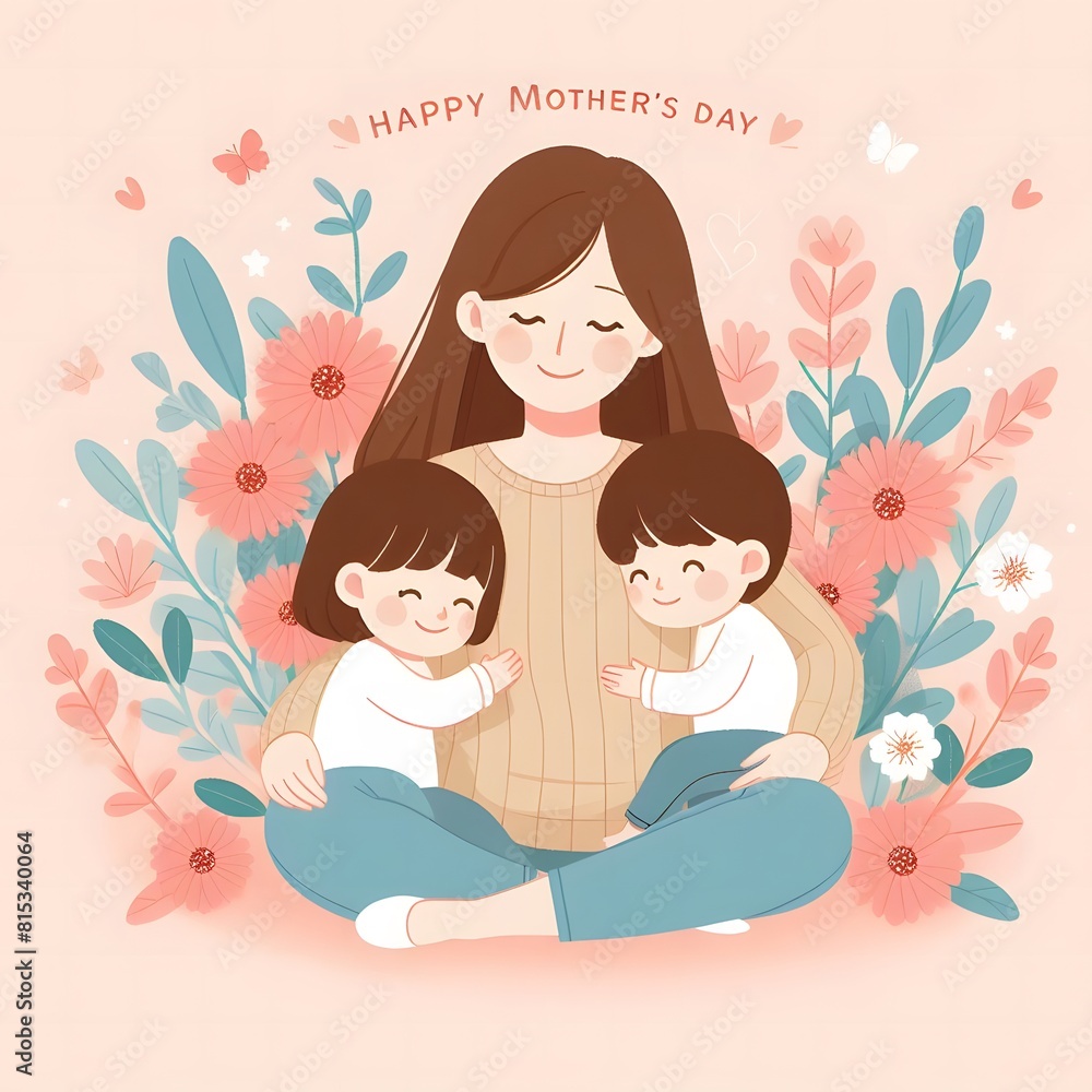 AI Generate of Happy Mother's Day Vector, Mother and Children, Mother and Daughter, Mother and Son. AI Generate of Happy Mother's Day Vector, Mother and Children, Mother and Daughter, Mother and Son.