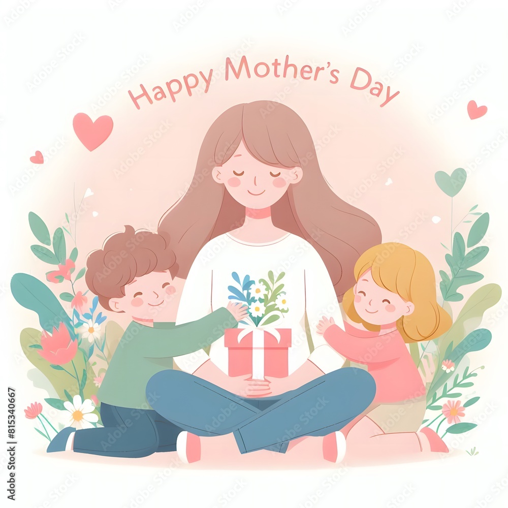AI Generate of Happy Mother's Day Vector, Mother and Children, Mother and Daughter, Mother and Son. AI Generate of Happy Mother's Day Vector, Mother and Children, Mother and Daughter, Mother and Son.