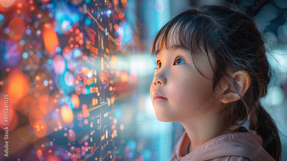 Fototapeta premium children interacting with AI,generative ai
