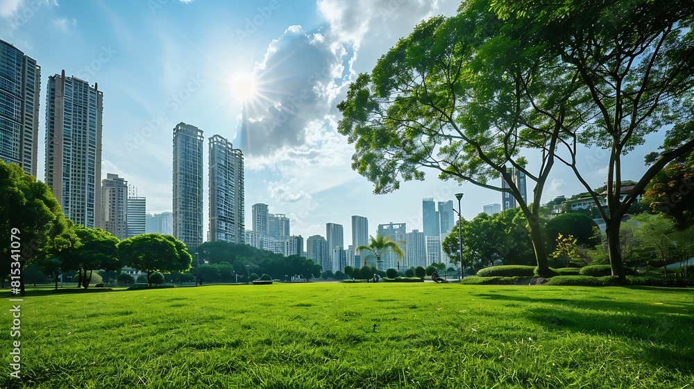 Public park and highrise buildings cityscape in metropolis city center Green environment city and downtown business district in panoramic view : Generative AI Public park and highrise buildings cityscape in metropolis city center Green environment city and downtown business district in panoramic view : Generative AI