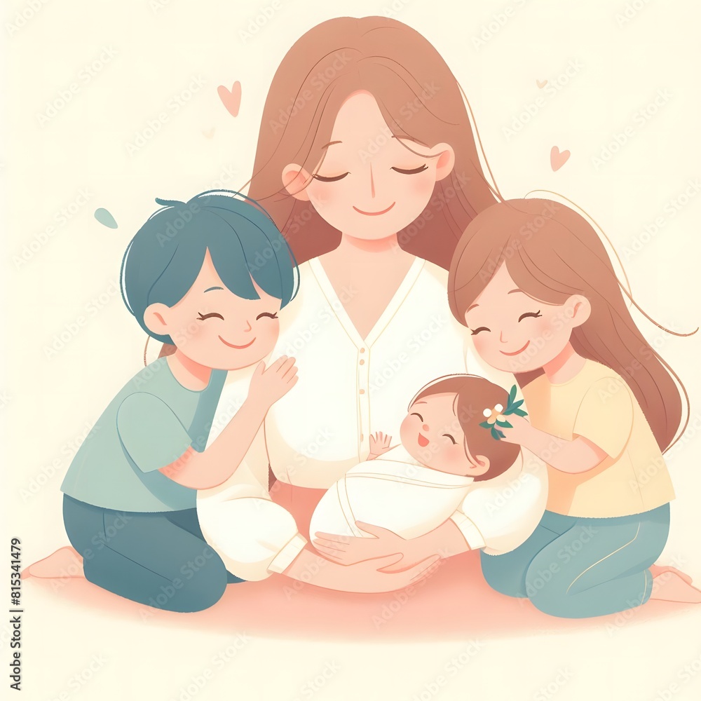 AI Generate of Happy Mother's Day Vector, Mother and Children, Mother and Daughter, Mother and Son. AI Generate of Happy Mother's Day Vector, Mother and Children, Mother and Daughter, Mother and Son.