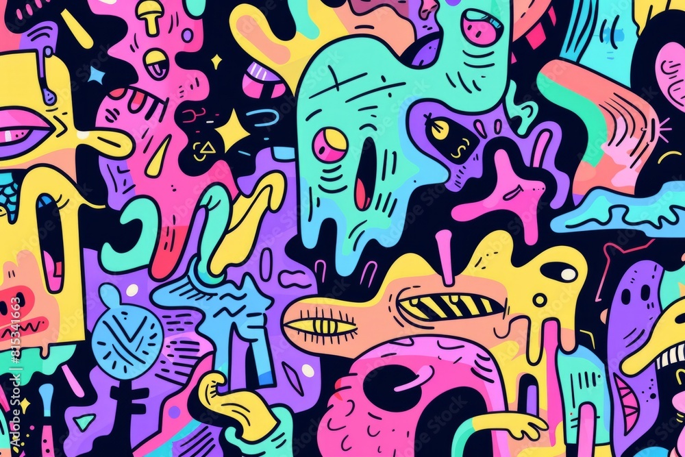 Cartoon cute doodles of digital glitches and distortions forming an abstract digital art piece, Generative AI Cartoon cute doodles of digital glitches and distortions forming an abstract digital art piece, Generative AI