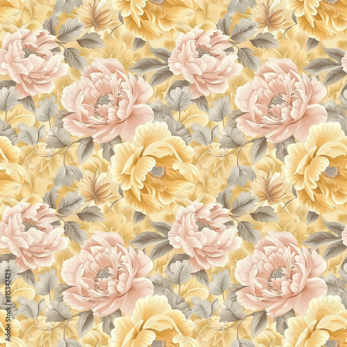 Floral yellow color, form natural, seamless fabric pattern.